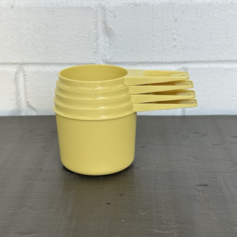 Vintage Tupperware Yellow Nesting Measuring Cups 1, 3/4, 2/3, 1/3